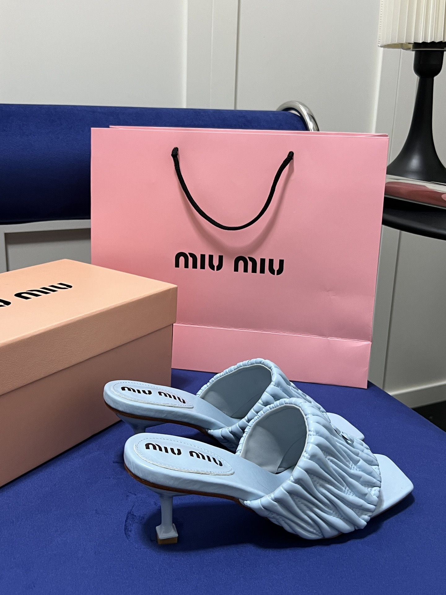 Square-toe high-heeled slippers 5cm/35-40