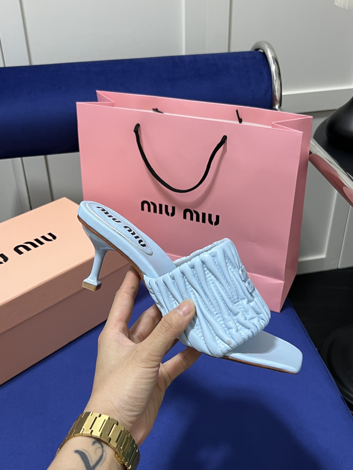 Square-toe high-heeled slippers 5cm/35-40