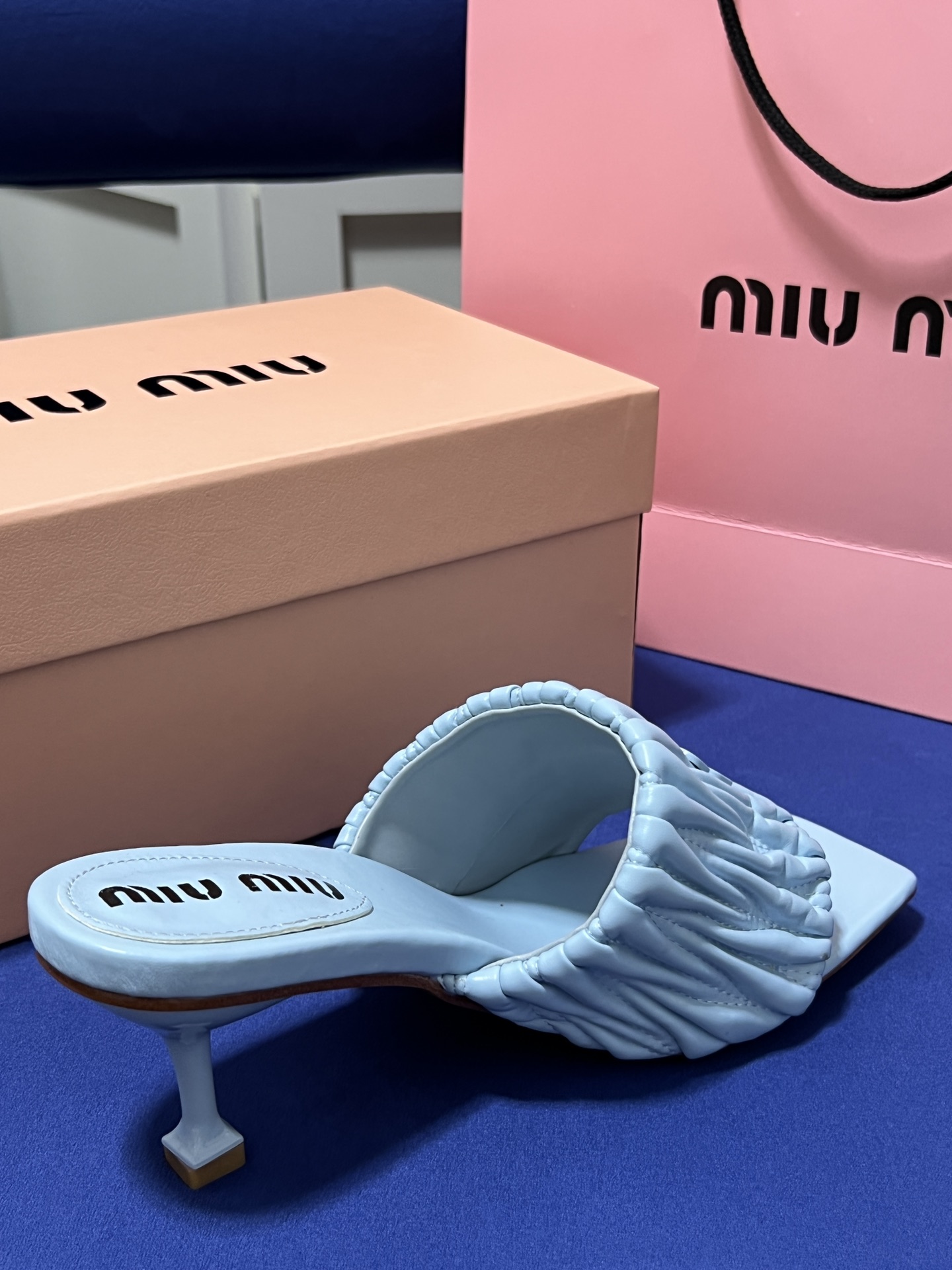 Square-toe high-heeled slippers 5cm/35-40