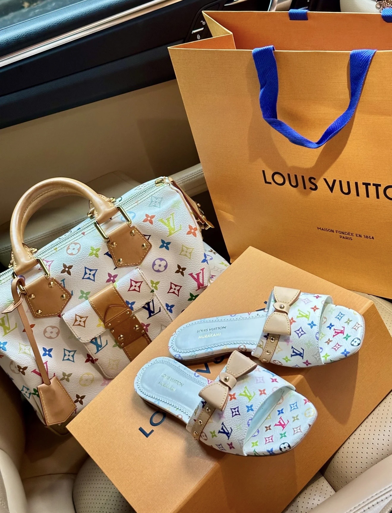 Tricolor Bow Flat Sandals 35-41