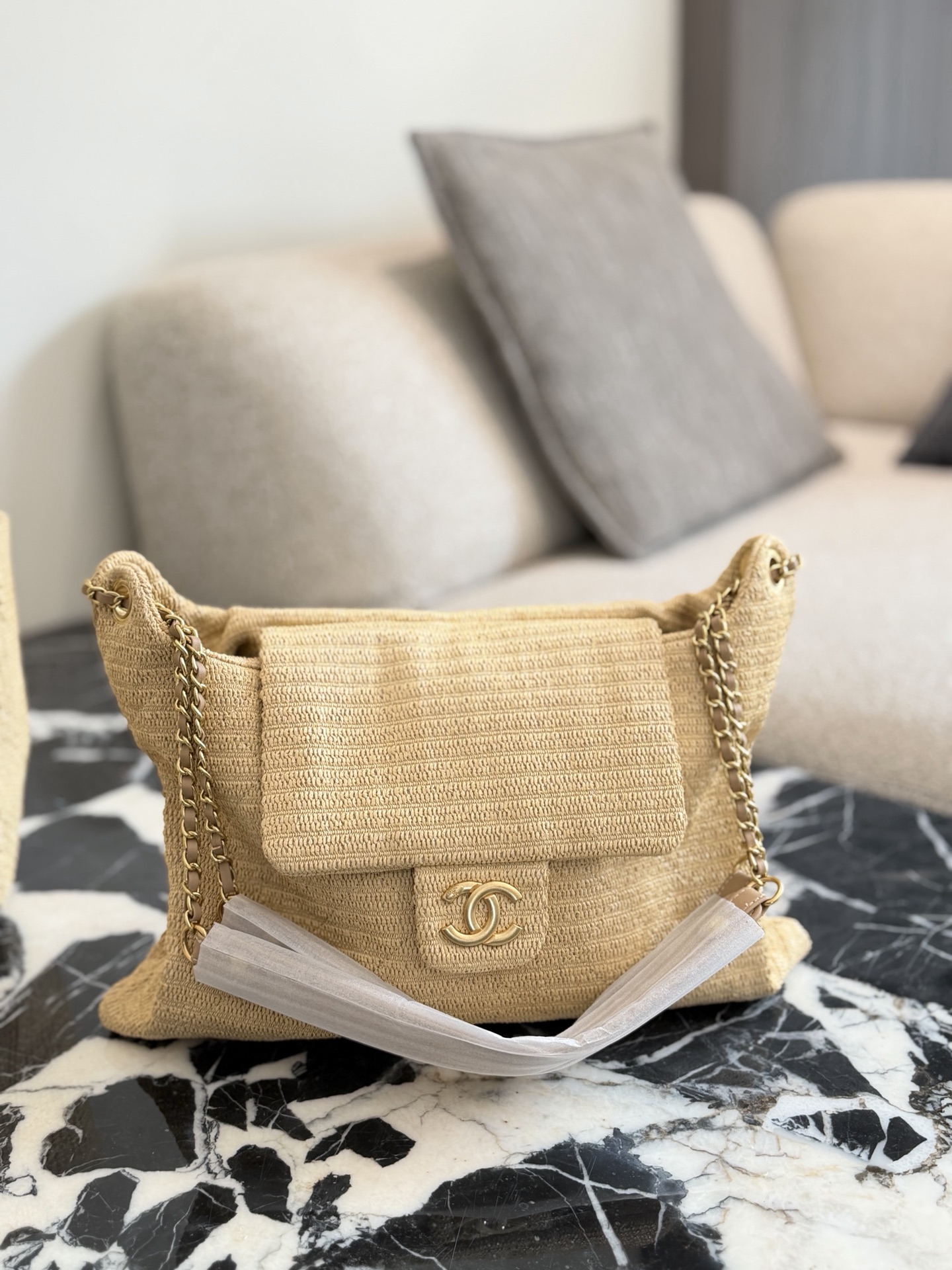 Natural fiber woven tote bag 30*26