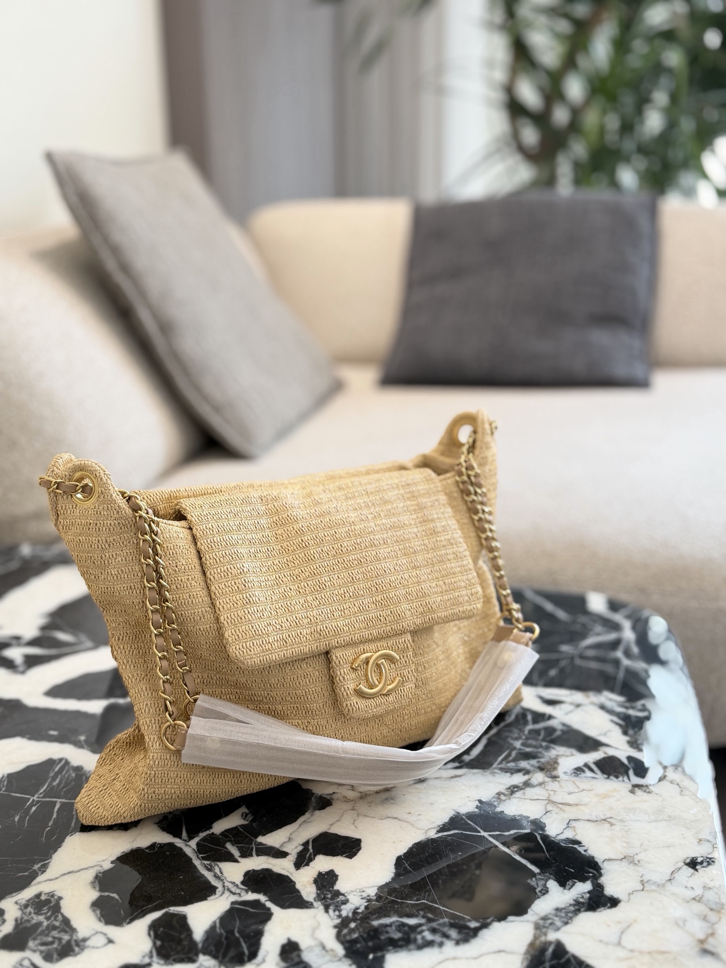 Natural fiber woven tote bag 30*26