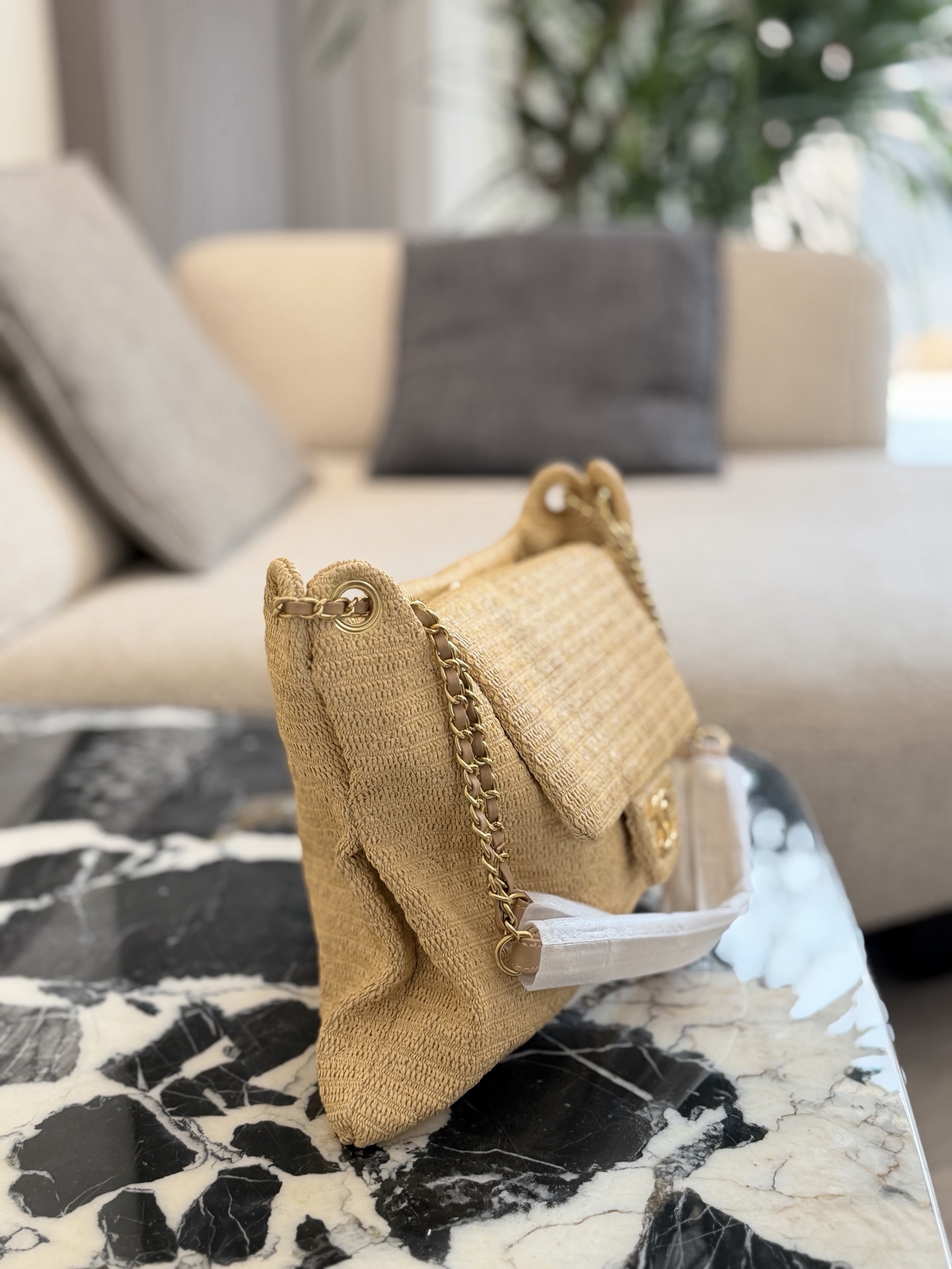 Natural fiber woven tote bag 30*26