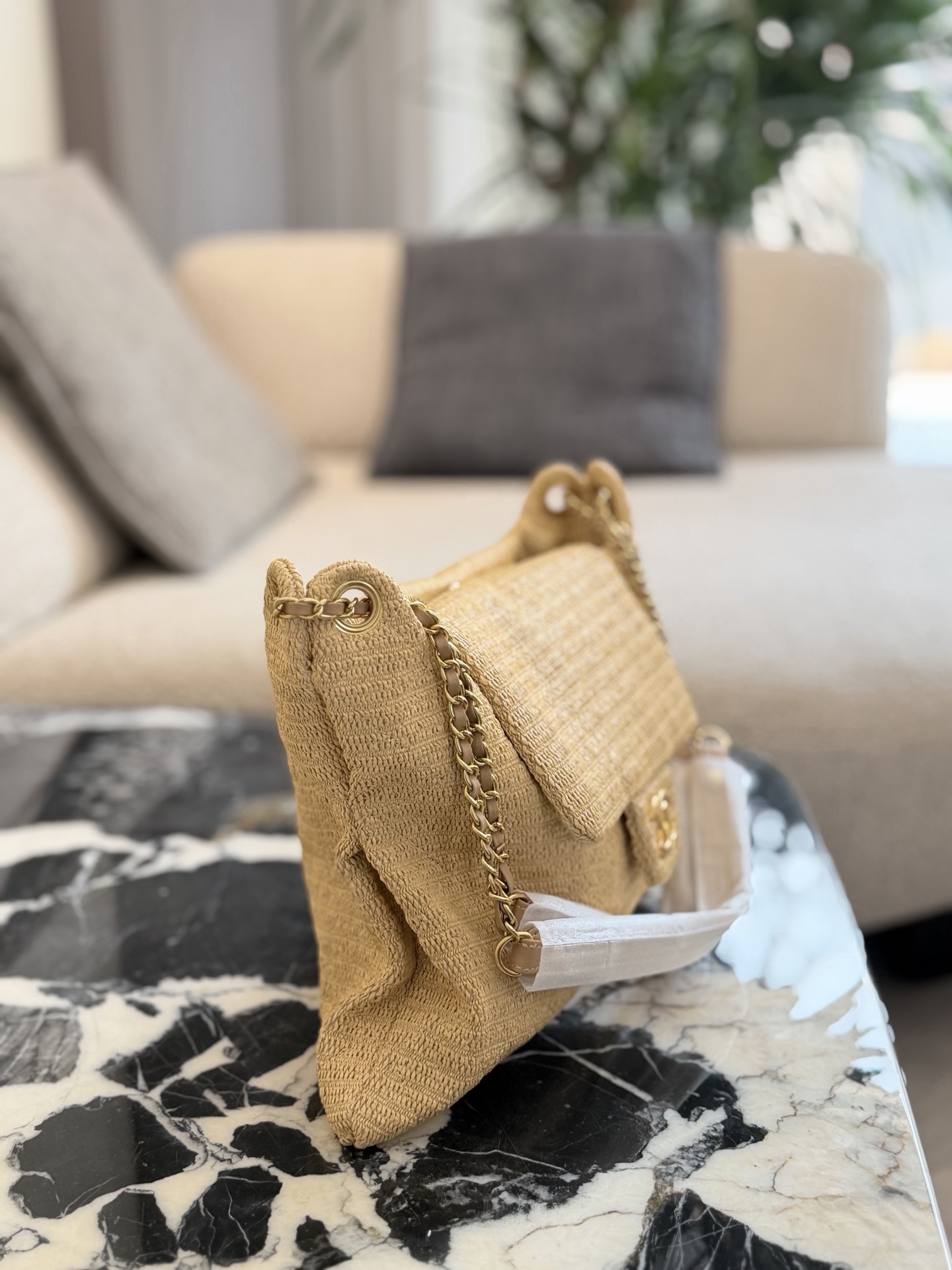 Natural fiber woven tote bag 30*26