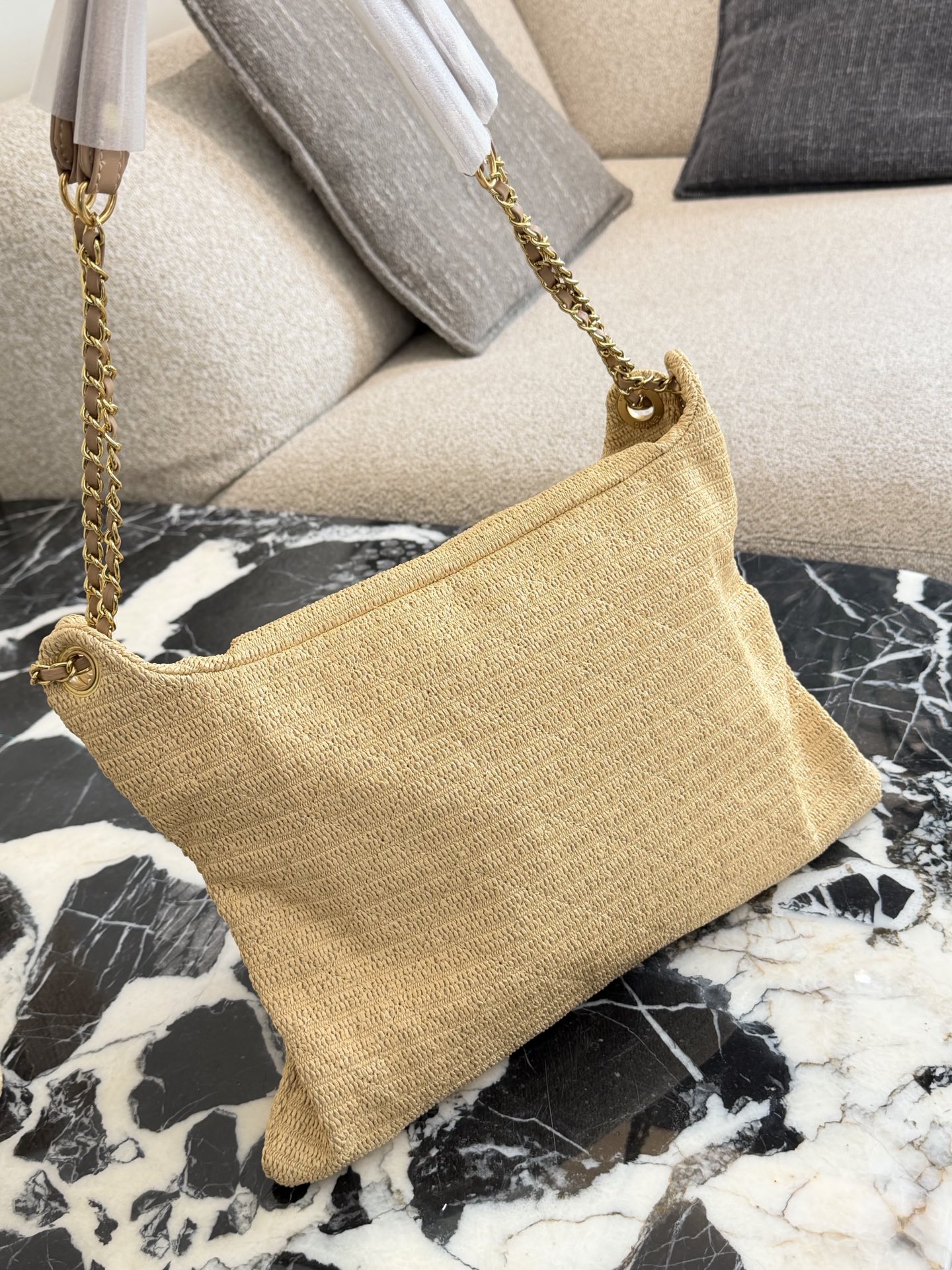 Natural fiber woven tote bag 30*26