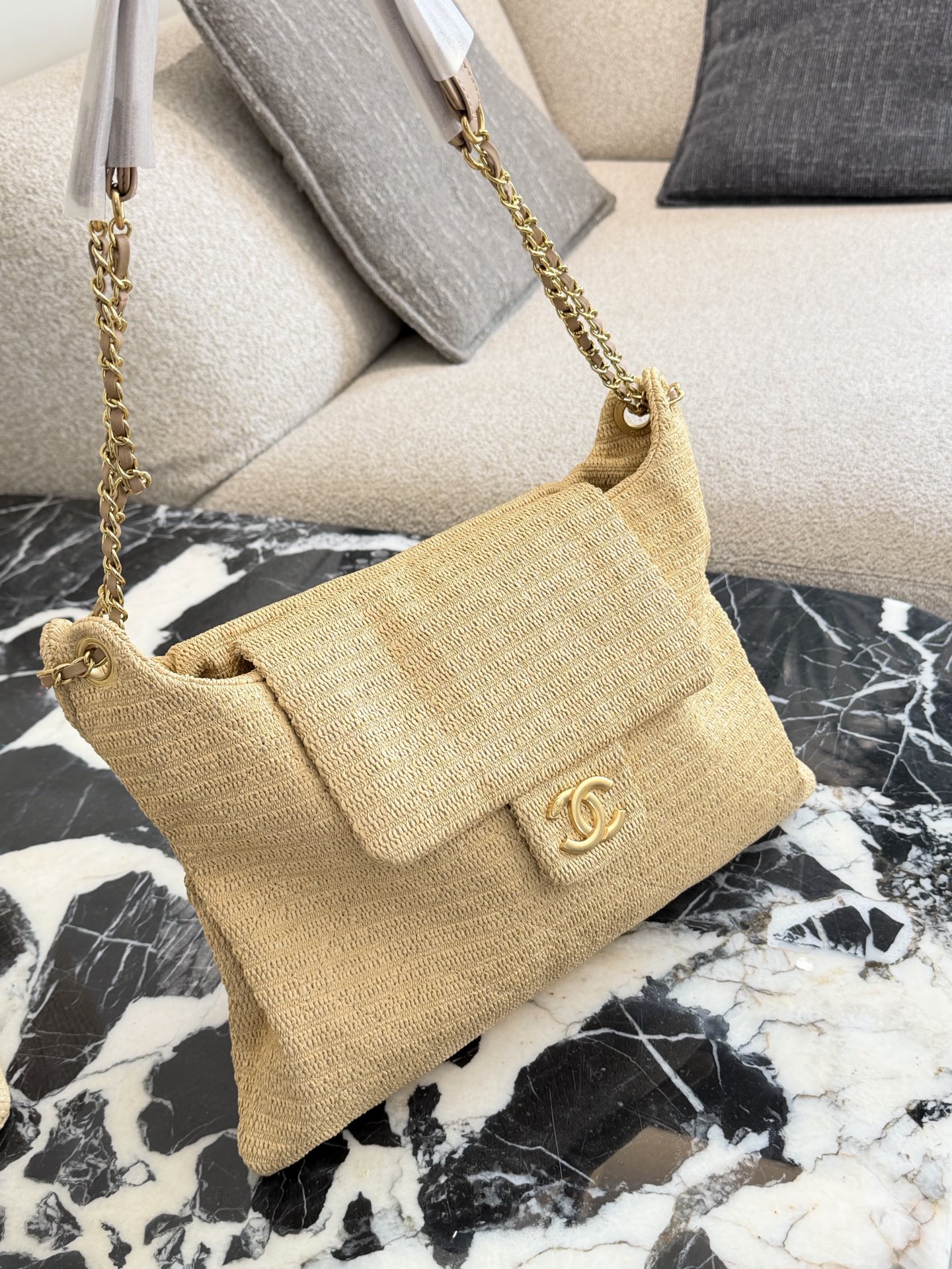 Natural fiber woven tote bag 30*26