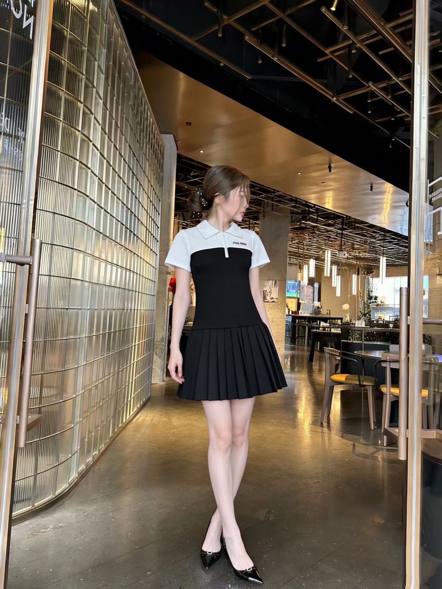 Color-blocked patchwork dress