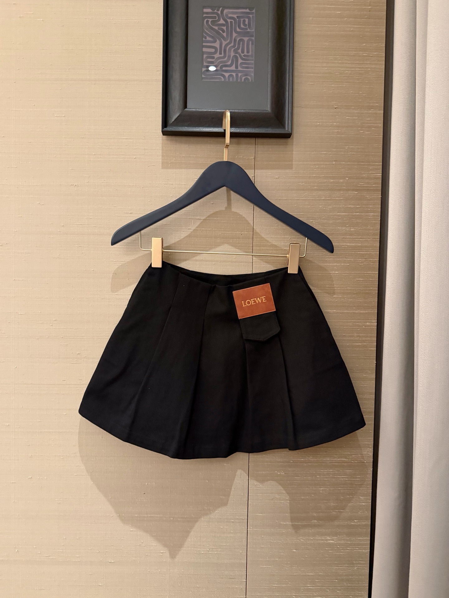 Pocket embroidered letter loose short-sleeved T-shirt + custom leather patch denim mini skirt