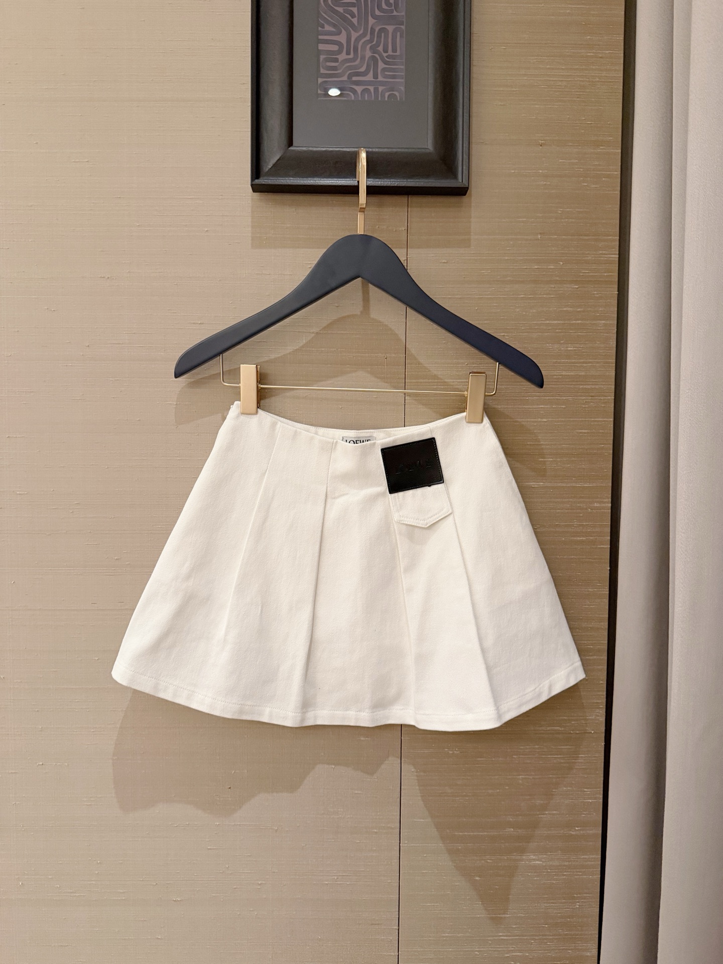 Pocket embroidered letter loose short-sleeved T-shirt + custom leather patch denim mini skirt