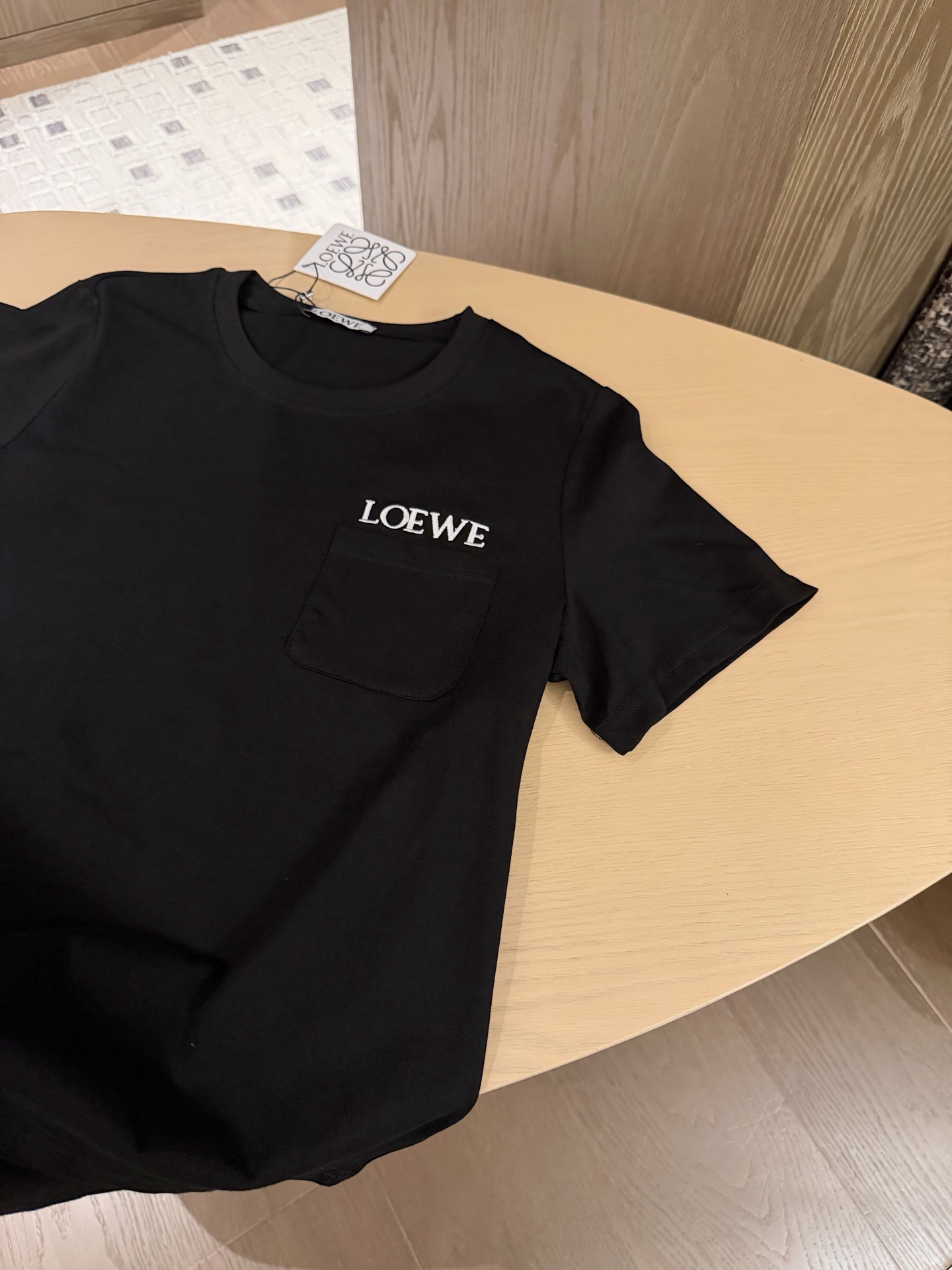 Pocket embroidered letter loose short-sleeved T-shirt + custom leather patch denim mini skirt