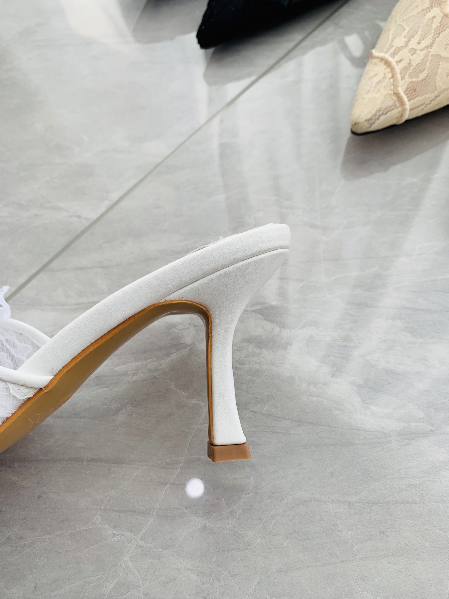 High-heeled lace slippers 9cm/34-41