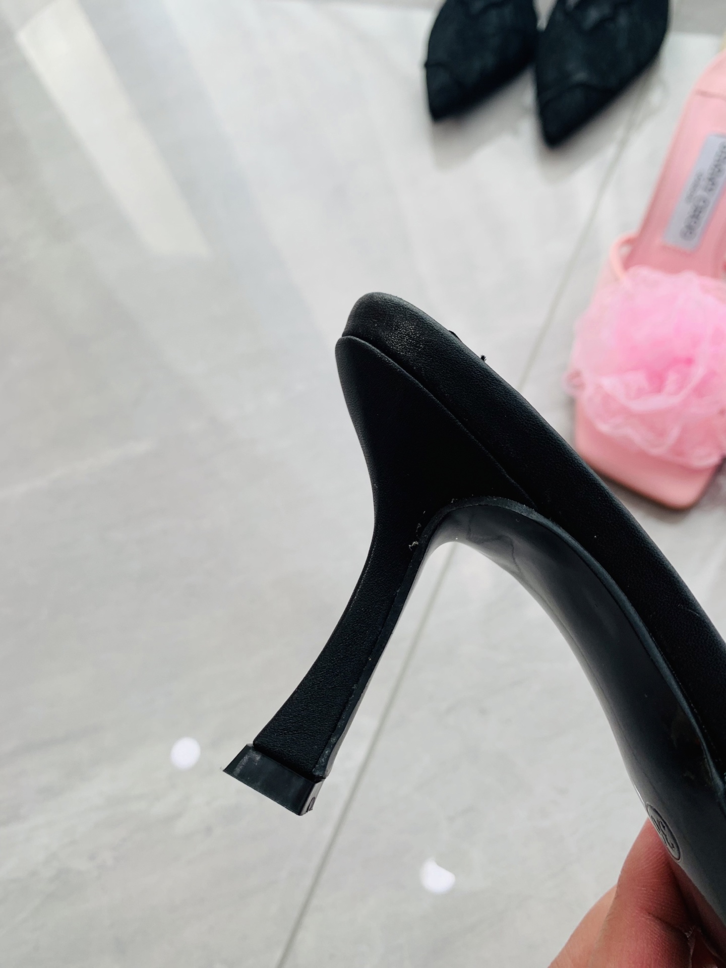 High-heeled lace slippers 9cm/34-41