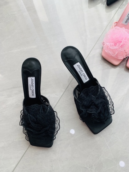 High-heeled lace slippers 9cm/34-41