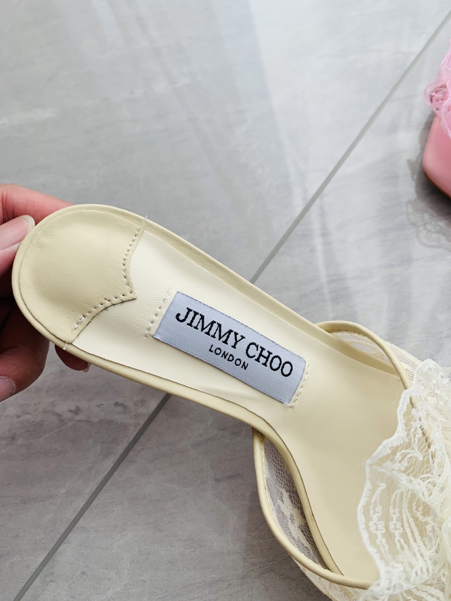 High-heeled lace slippers 9cm/34-41