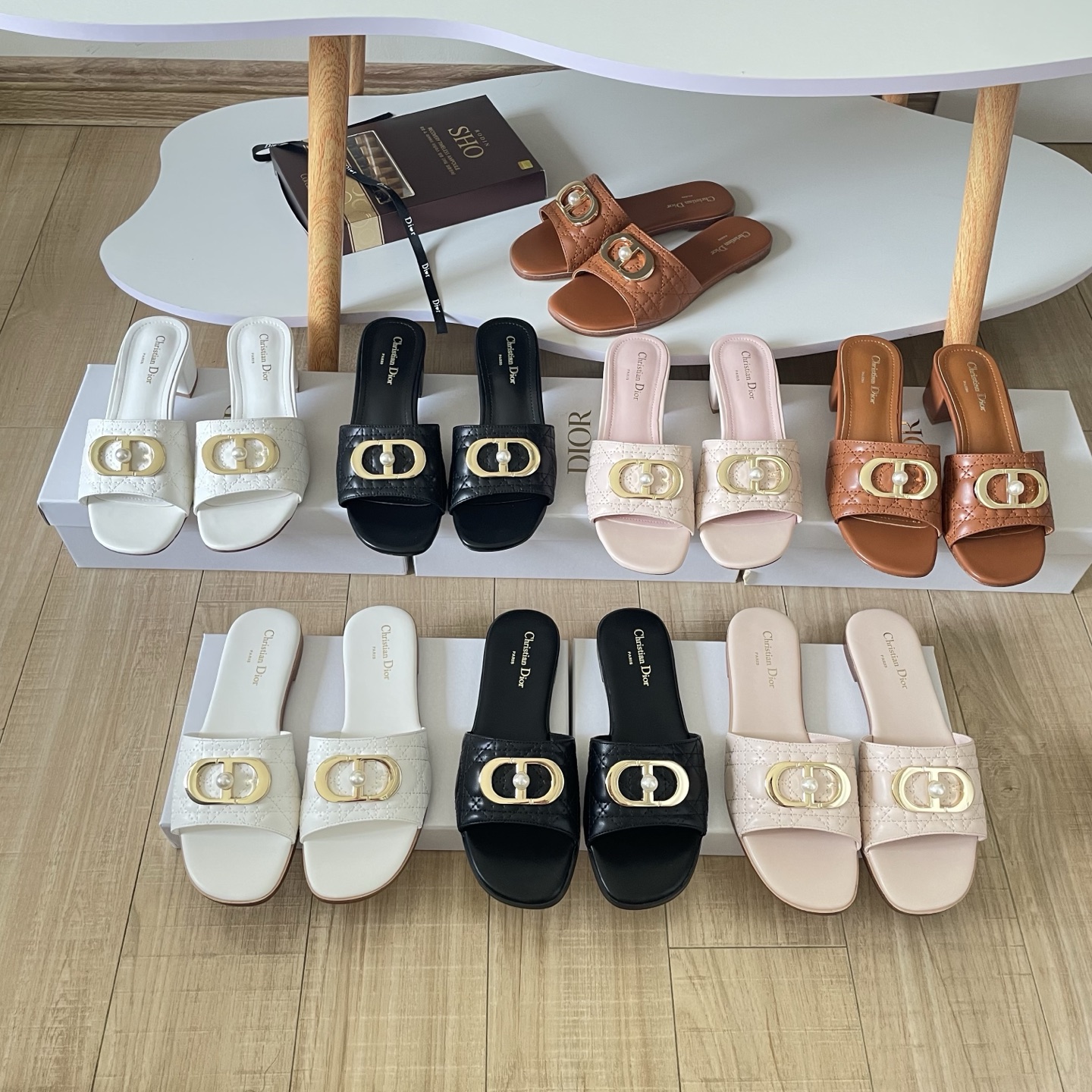 Pearl-embroidered chunky-heeled sandals35-42/4.5cm