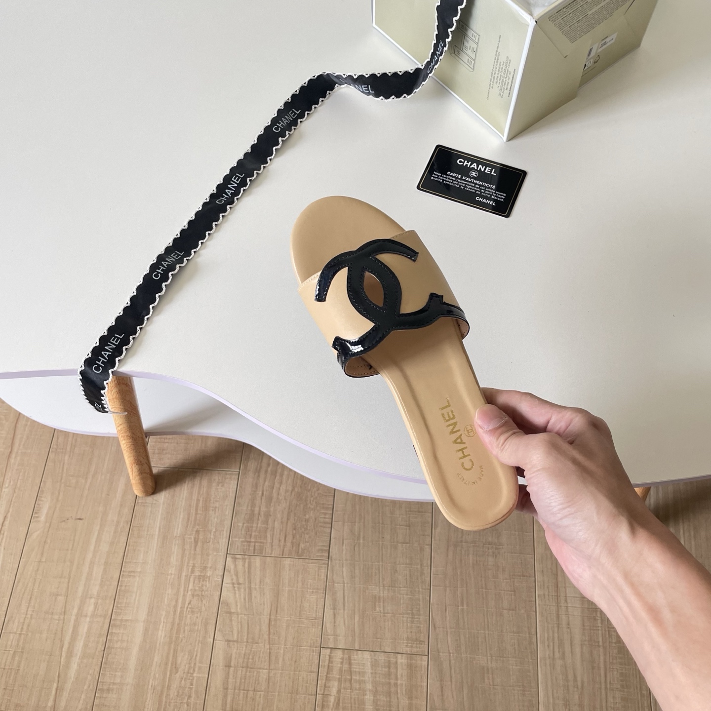 Double C color-block flat sandals 35-42