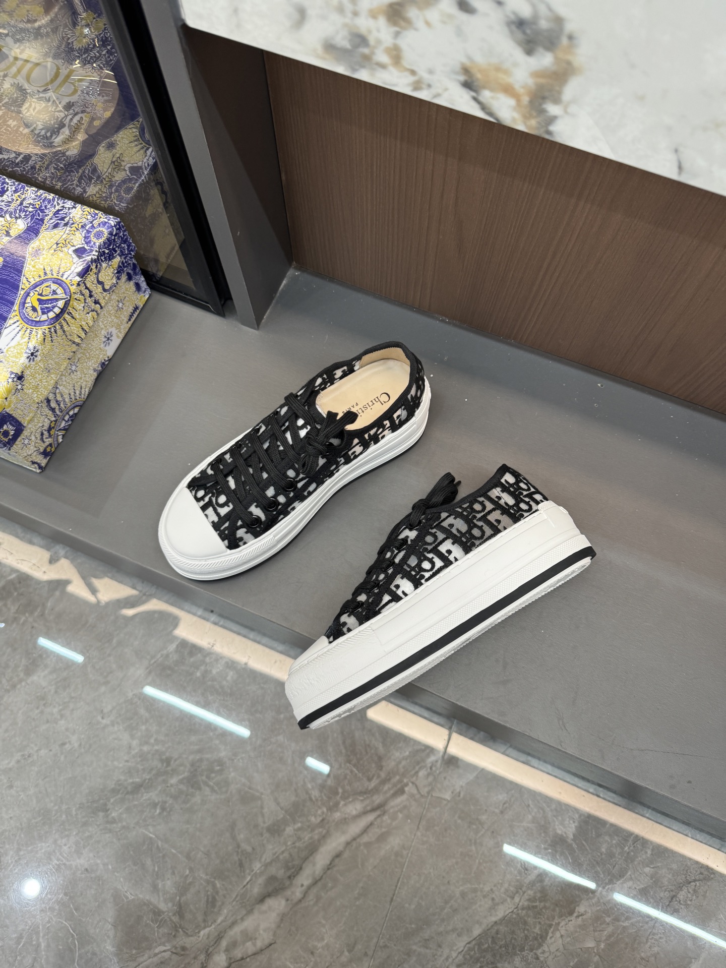 Platform mesh embroidered sneakers 4.5cm/35-42