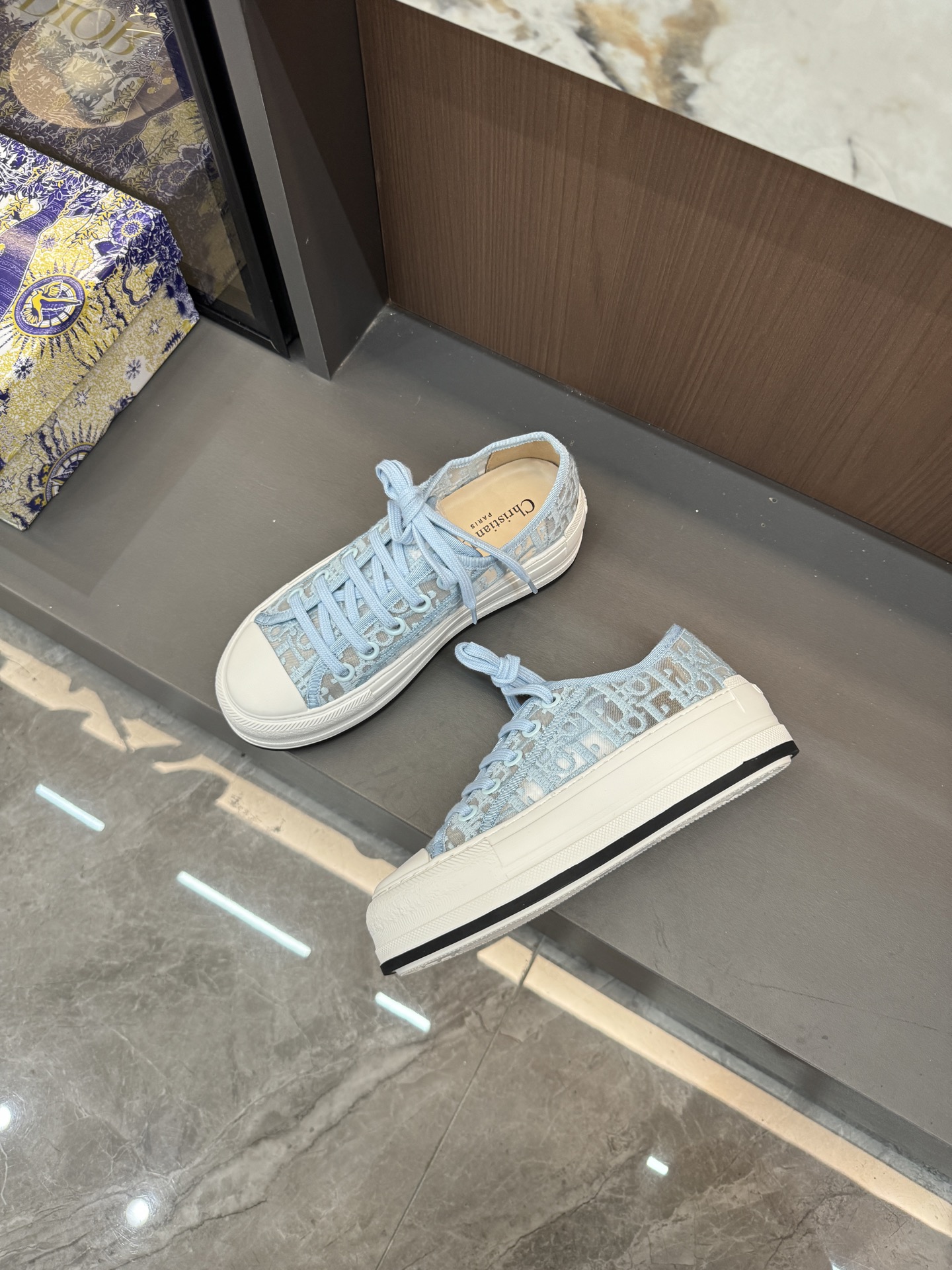 Platform mesh embroidered sneakers 4.5cm/35-42
