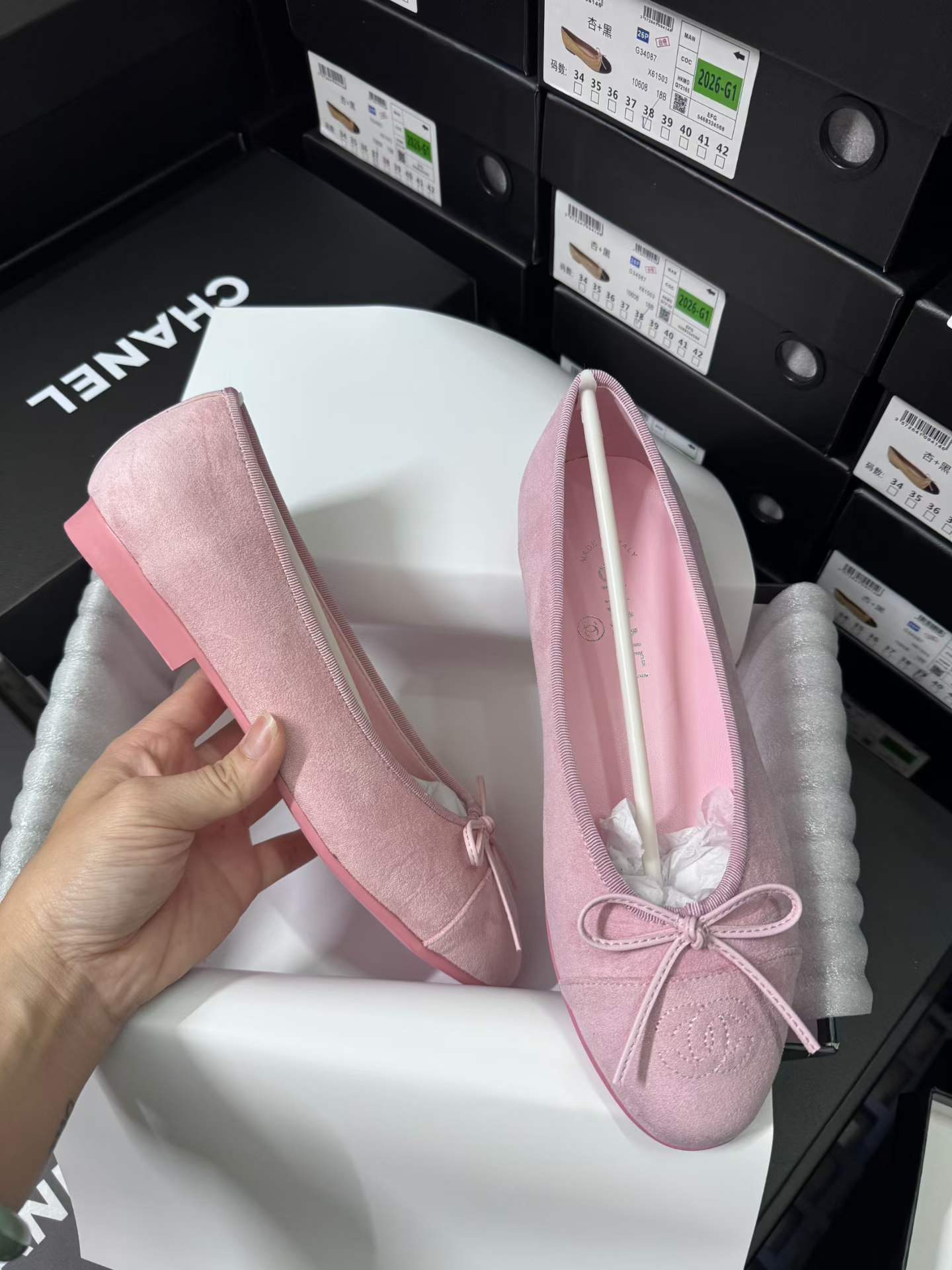 Velvet ballet shoes
