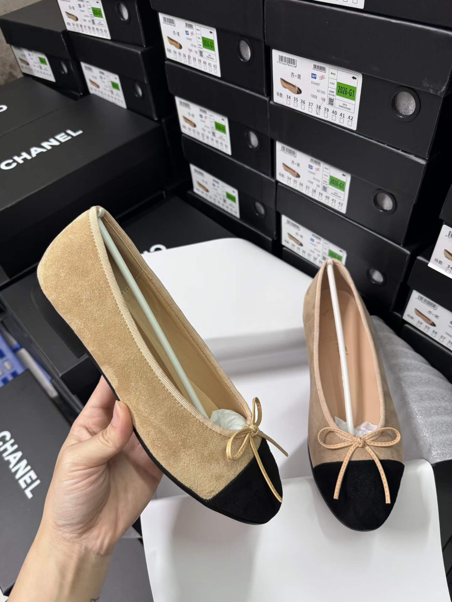 Velvet ballet shoes