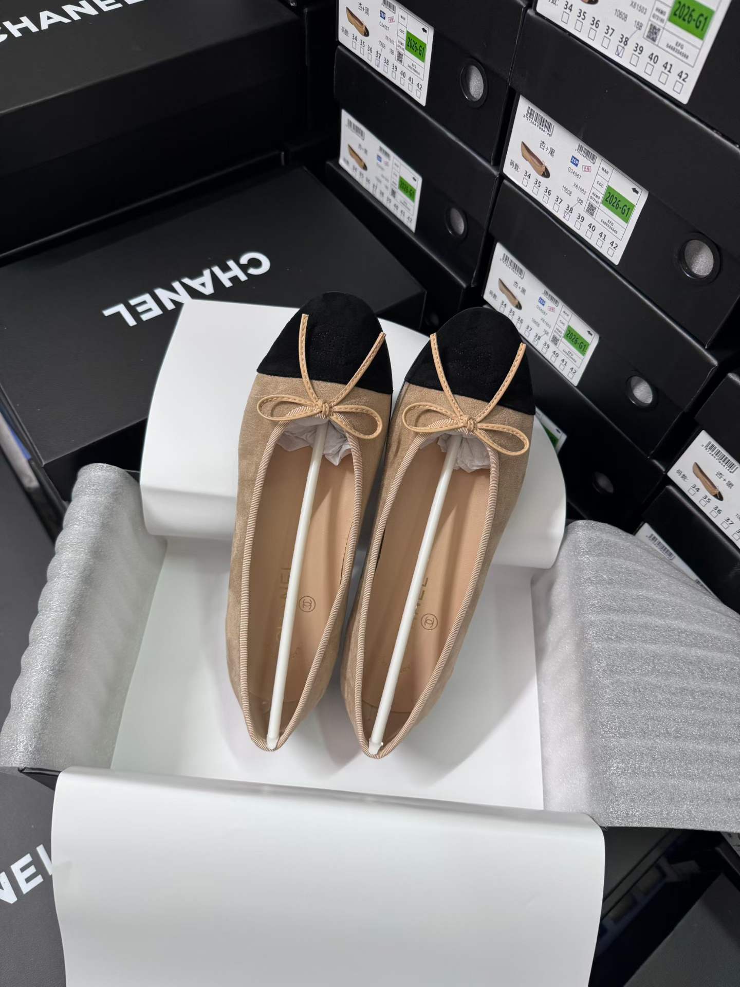 Velvet ballet shoes