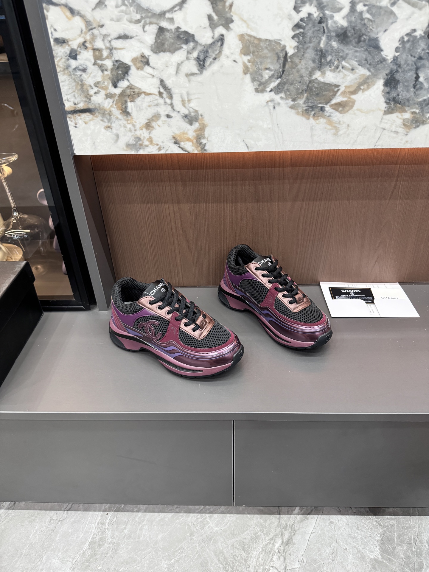 Silver-accented platform canvas sneakers 35-40