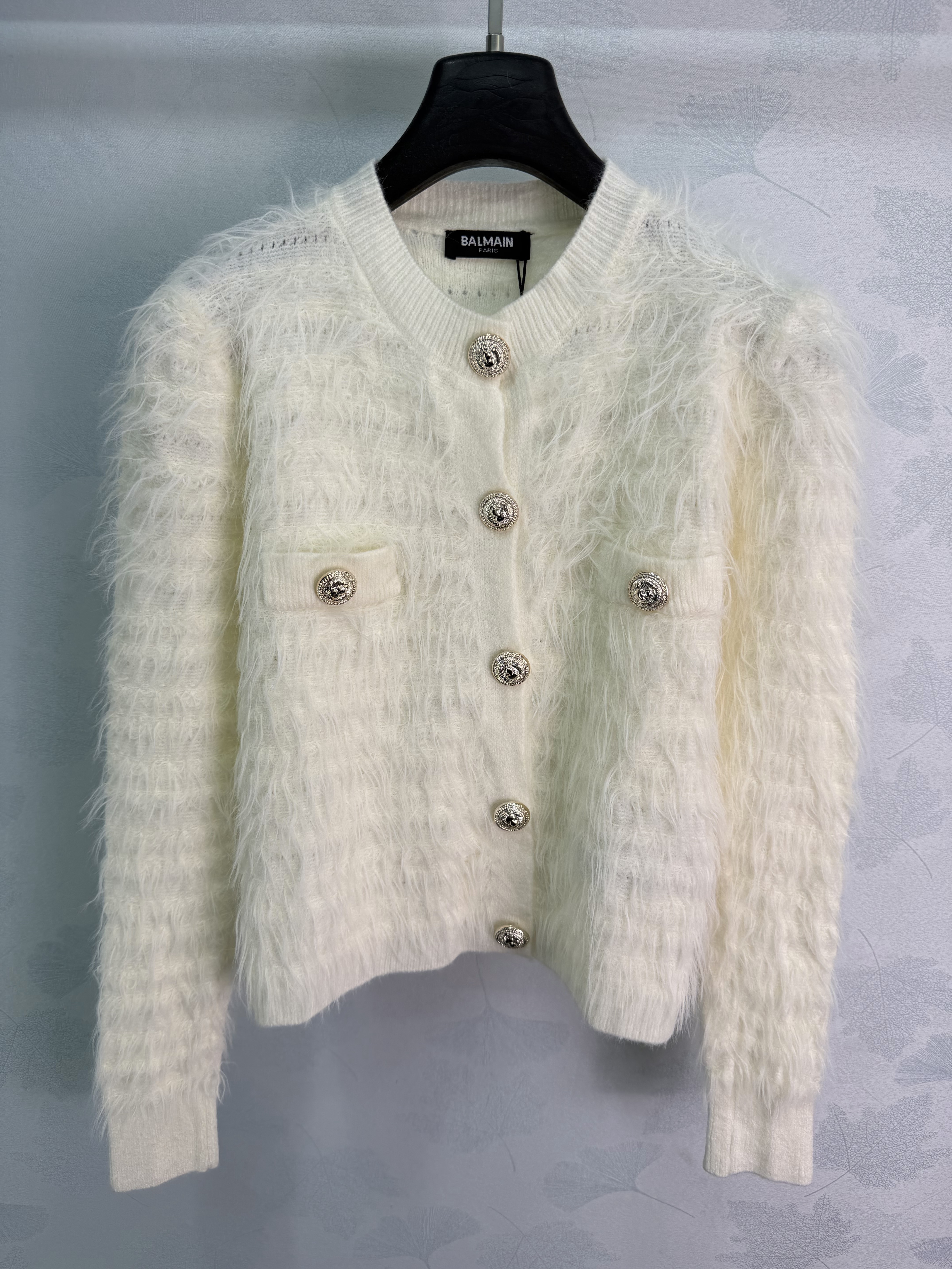Cropped knit cardigan with gold-tone buttons