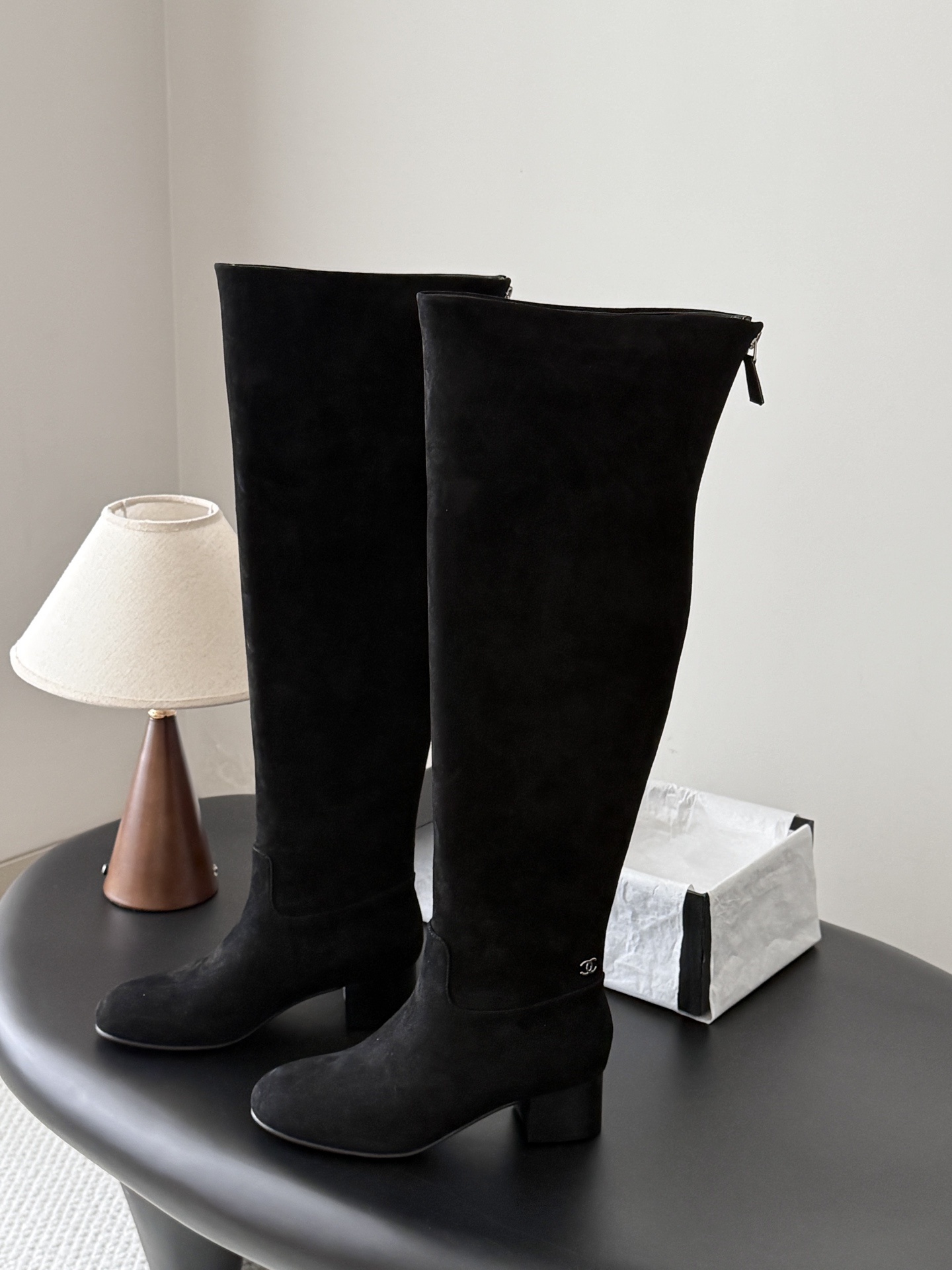 Classic Fall/Winter Stretch Boots with Chunky Heels 35-41/5cm
