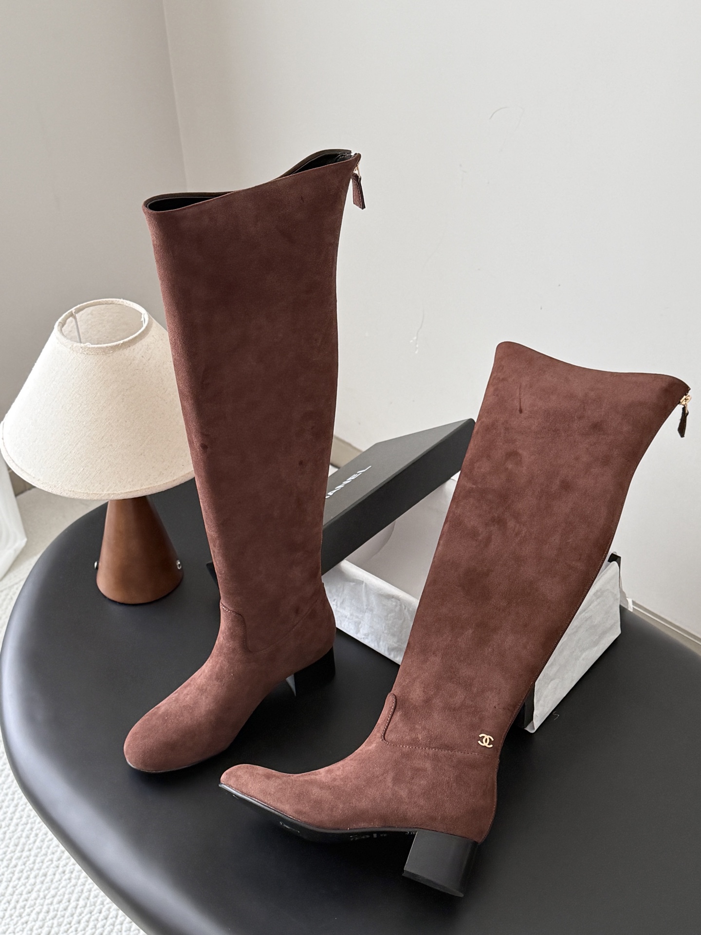 Classic Fall/Winter Stretch Boots with Chunky Heels 35-41/5cm