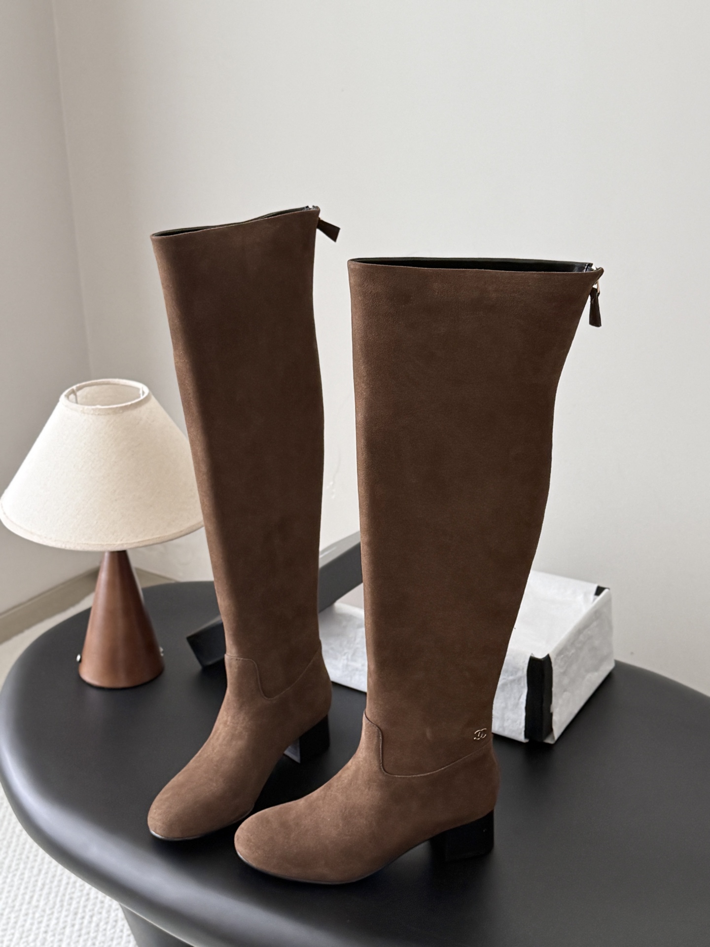 Classic Fall/Winter Stretch Boots with Chunky Heels 35-41/5cm