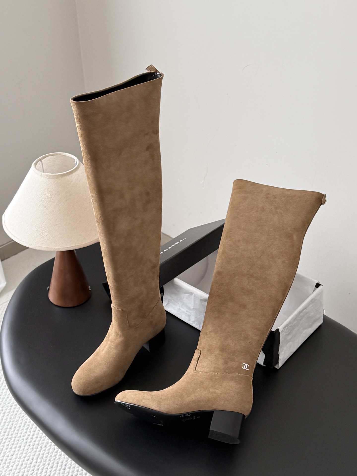 Classic Fall/Winter Stretch Boots with Chunky Heels 35-41/5cm