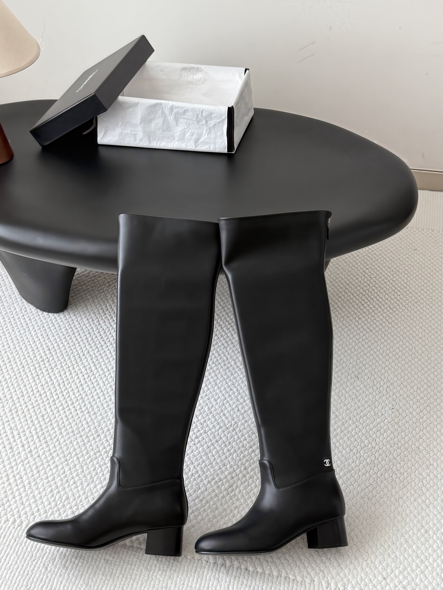 Classic Fall/Winter Stretch Boots with Chunky Heels 35-41/5cm