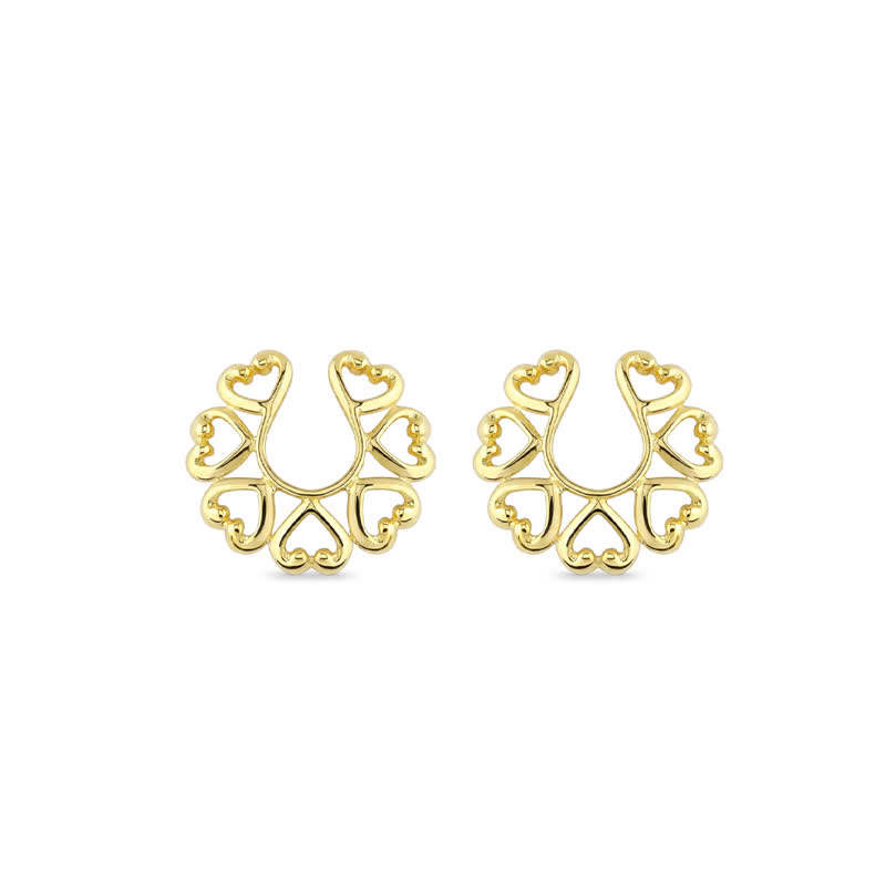 Stainless Steel Hollow Heart Adjustable Non-Piercing Nipple Rings - Gold - One pair (2 pieces) - image 6