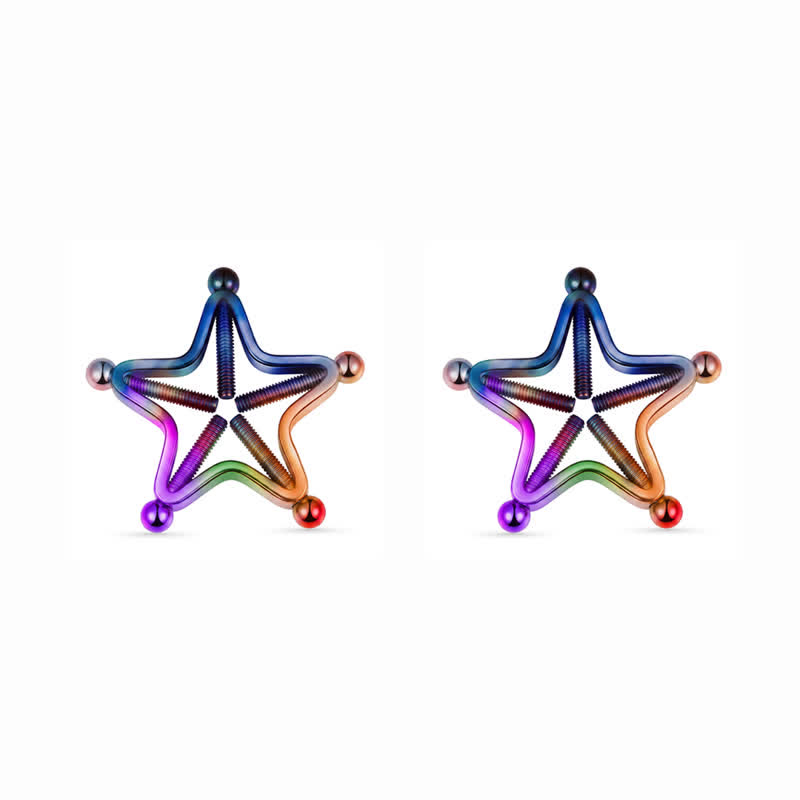 Star Adjustable Non-Piercing Nipple Rings - Rainbow Color - One pair (2 pieces) - image 5