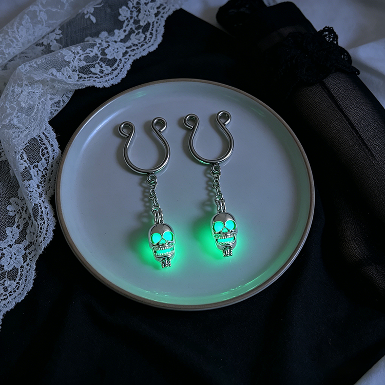 Skull Glow Adjustable Non-Piercing Nipple Rings - image 5