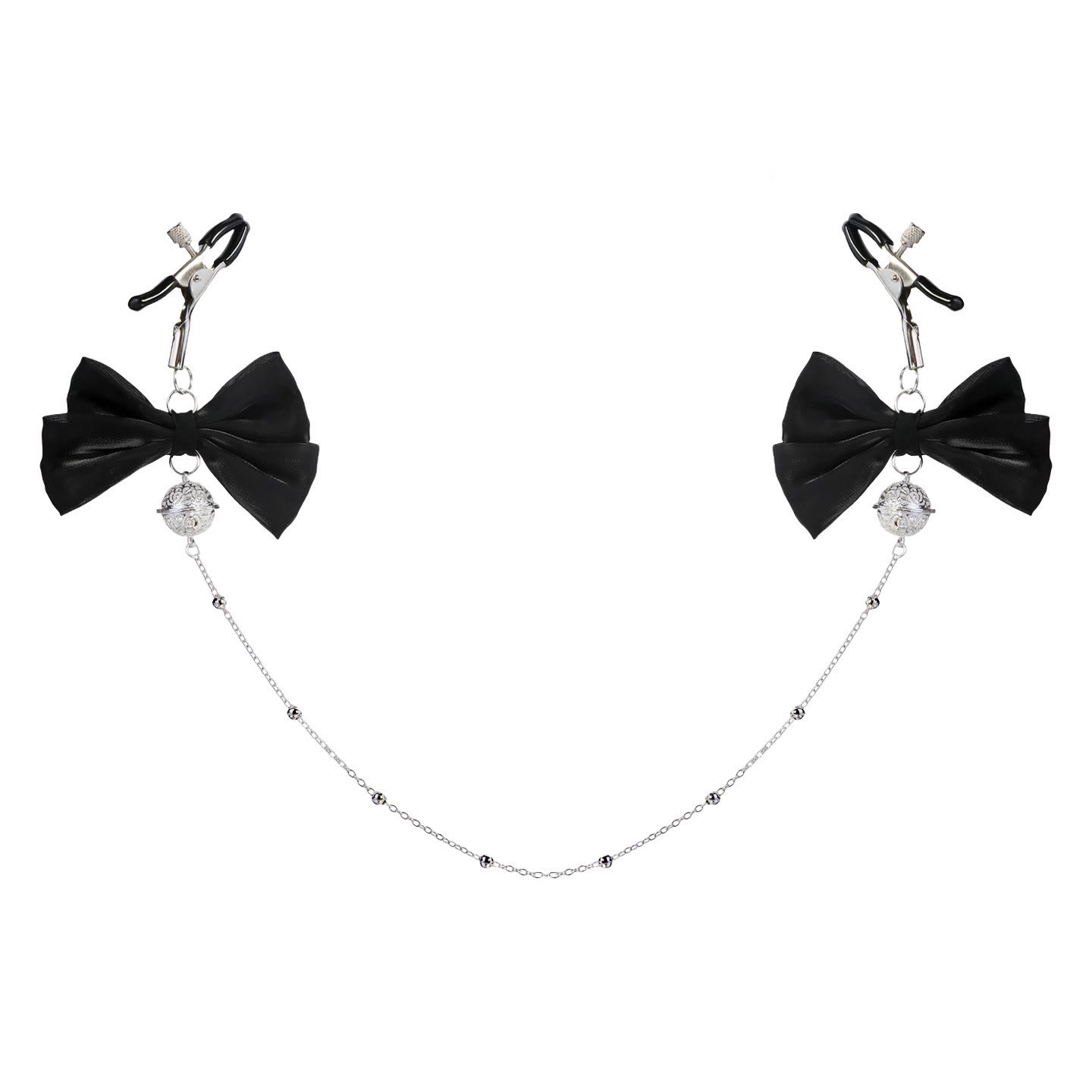 Bow Bell Holographic Adjustable Nipple Rings - Black - image 4