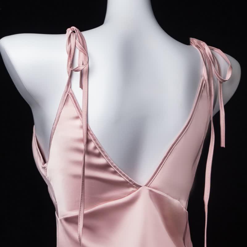 Lace V-neck See-through Nightdress Robe - image 9