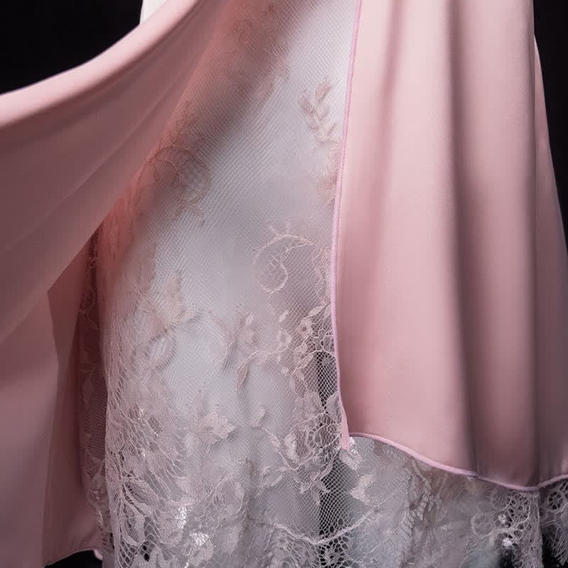 Lace V-neck See-through Nightdress Robe - image 8