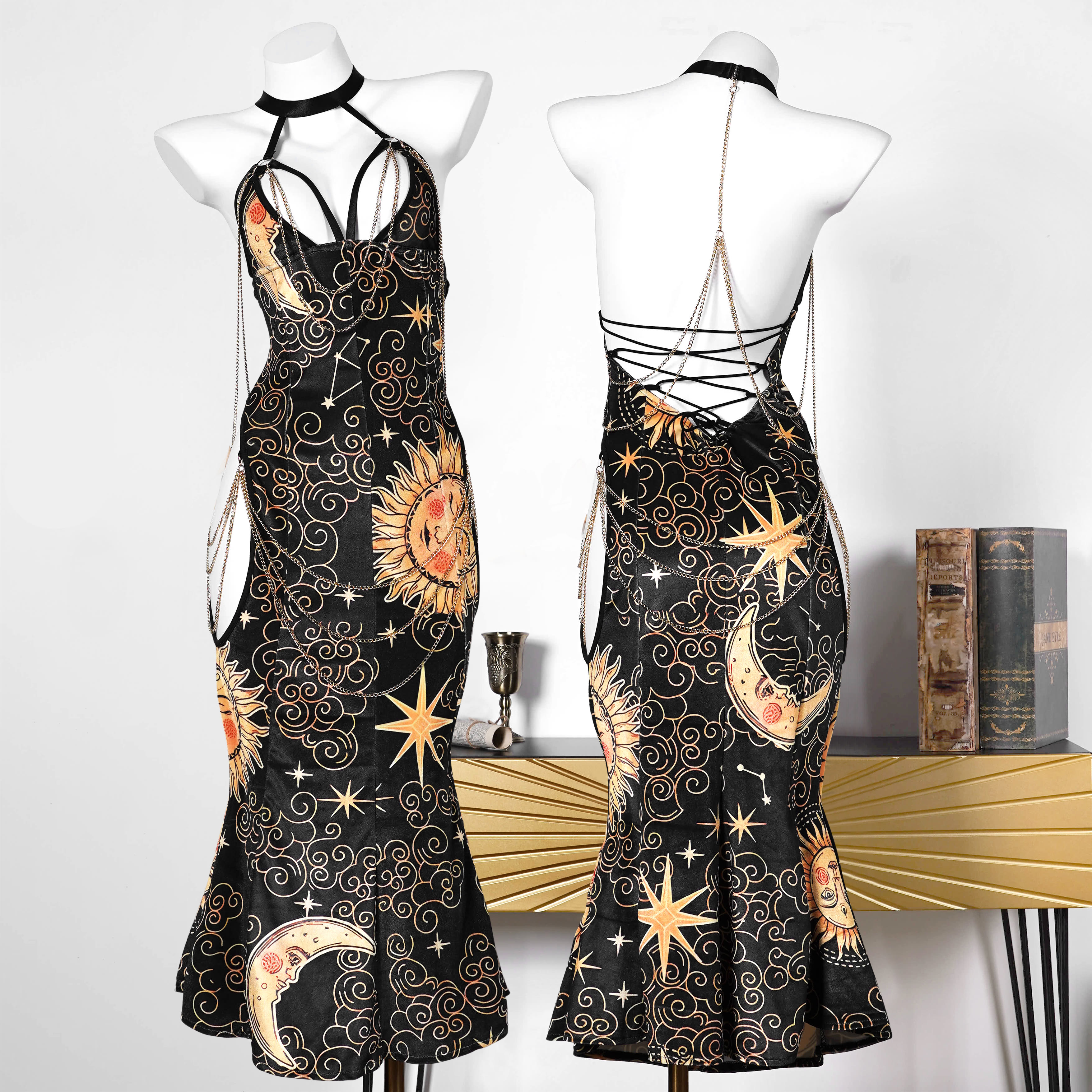 Flower Sun Hollow Out Backless Chain Fishtail Dress⁠ - Sun&Moon - 3XL-4XL - image 1