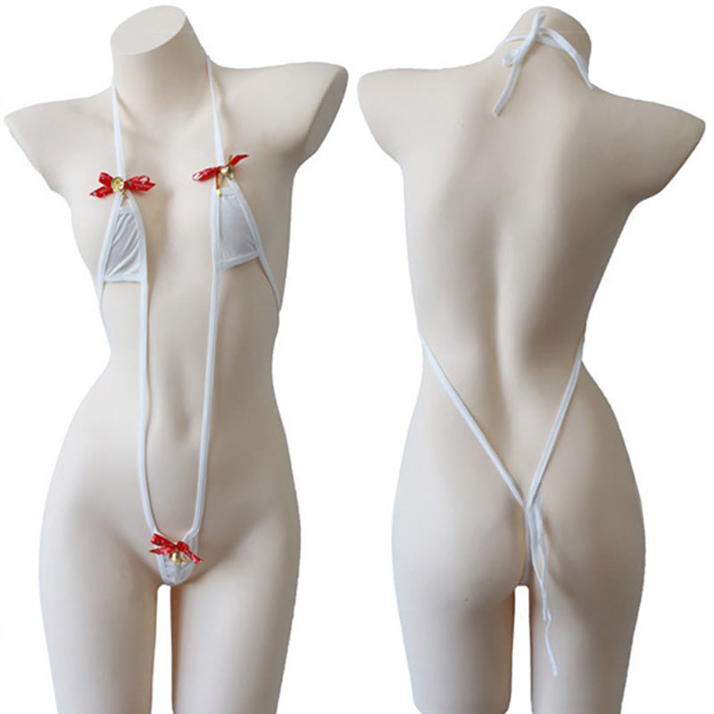 Bow Bikini Jumpsuit Lingerie - White - Set A - One Size - image 2
