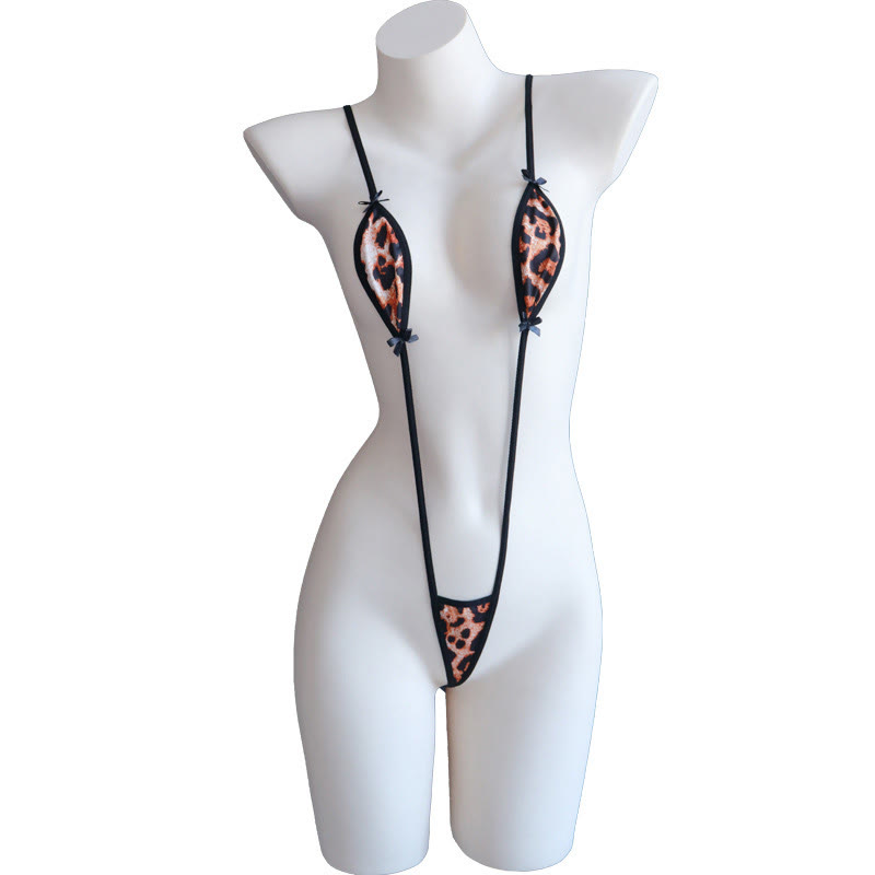 Leopard Print Bikini Jumpsuit Lingerie - Leopard Print - Set A - One Size - image 2