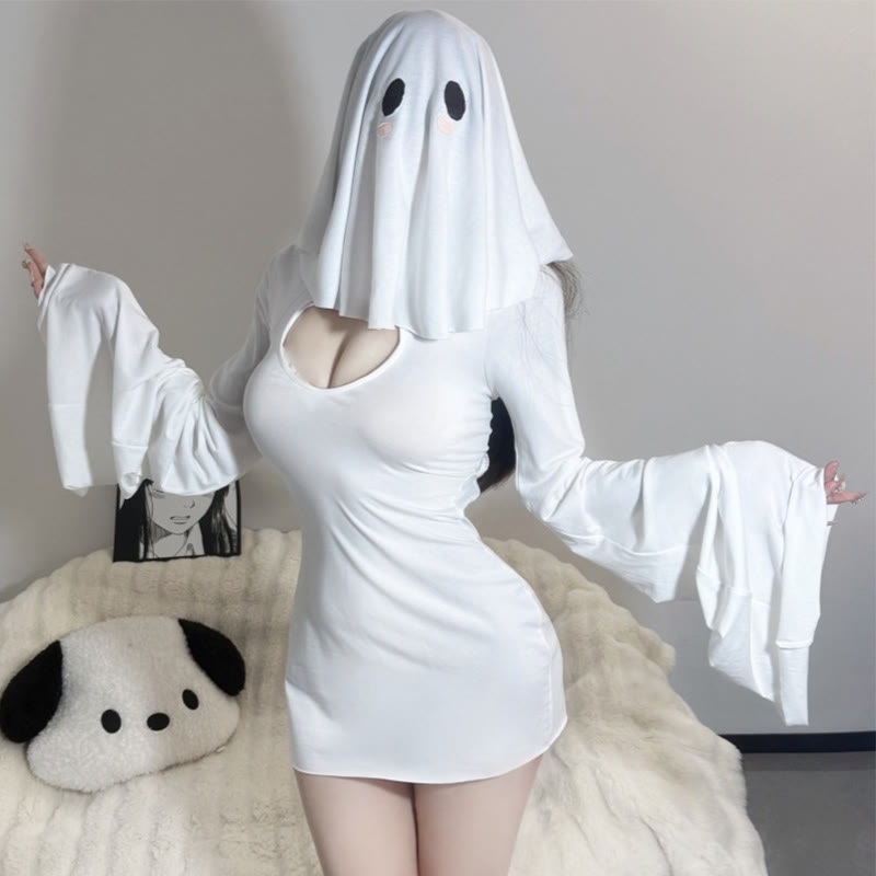Cosplay Ghost Hollow Out Dress With Mask - image 1