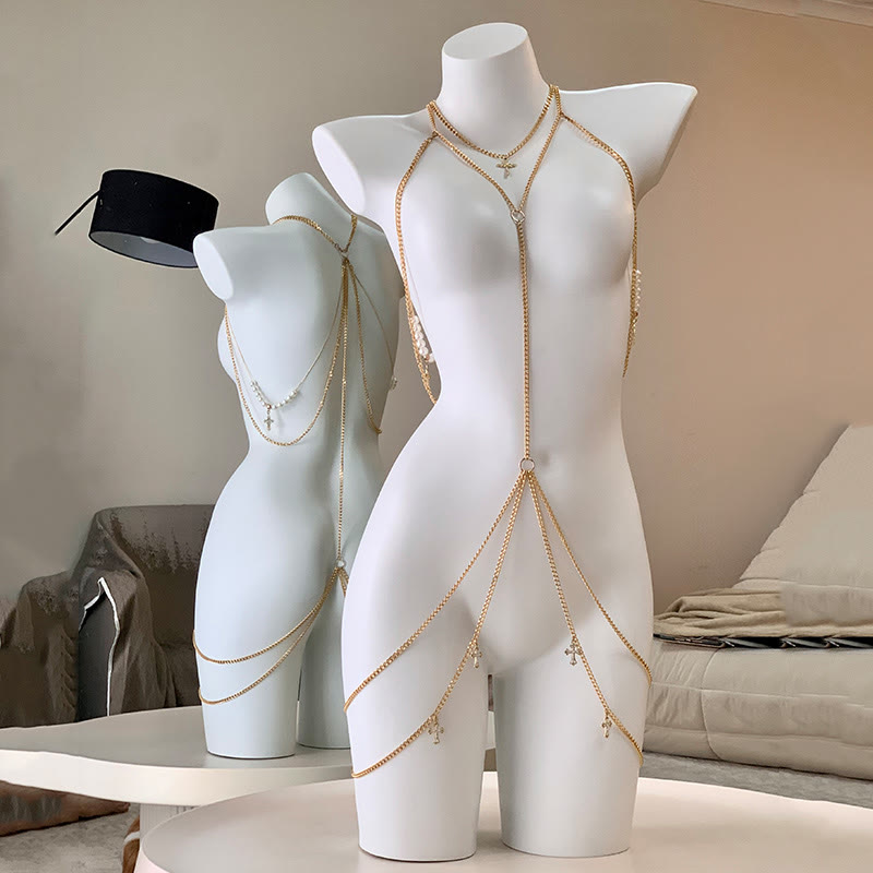 Sexy Hollow Out Backless Chain Dress - Chain - One Size - image 7