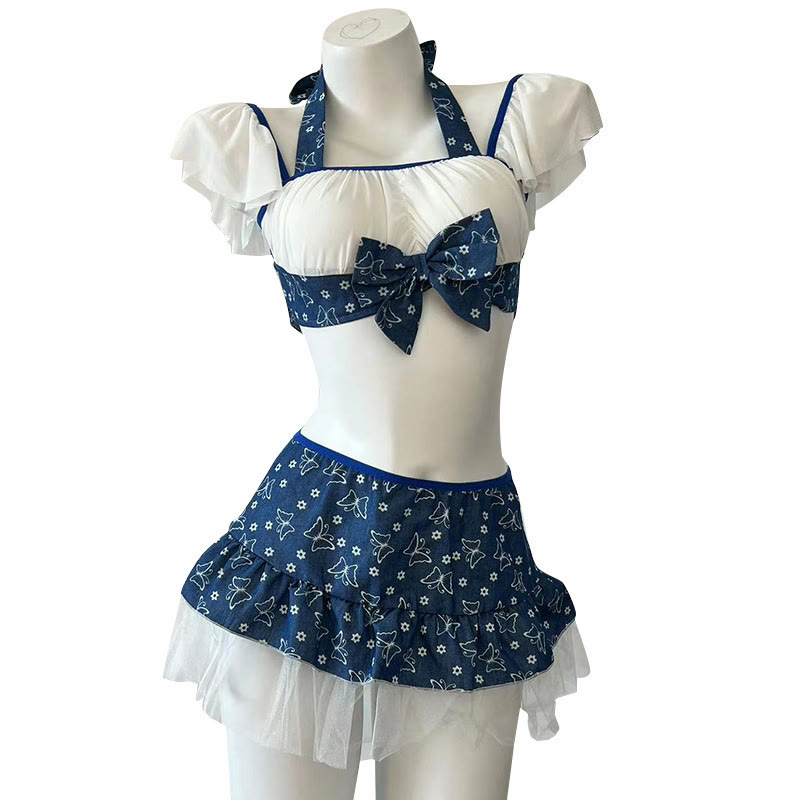 Butterfly Print Hollow Out Lingerie Set - image 2