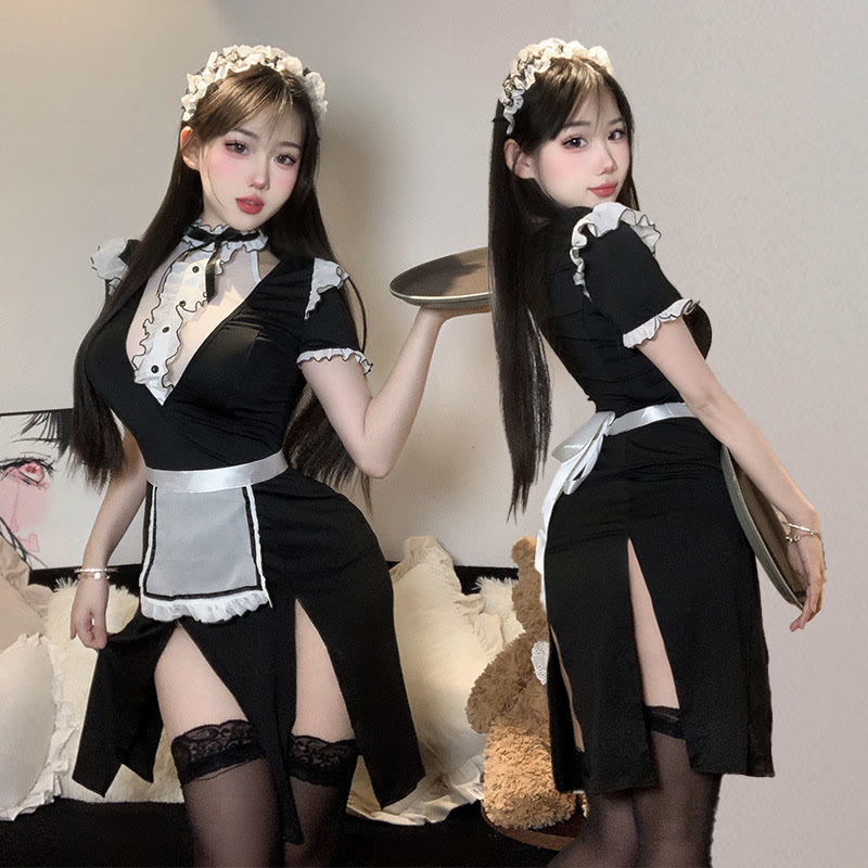 Maid See-through Split Lingerie Dress - image 1