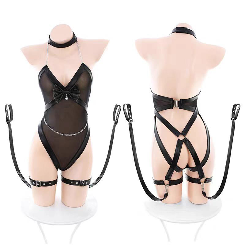 See-through Backless Jumpsuit Lingerie - Set A - One Size - image 2