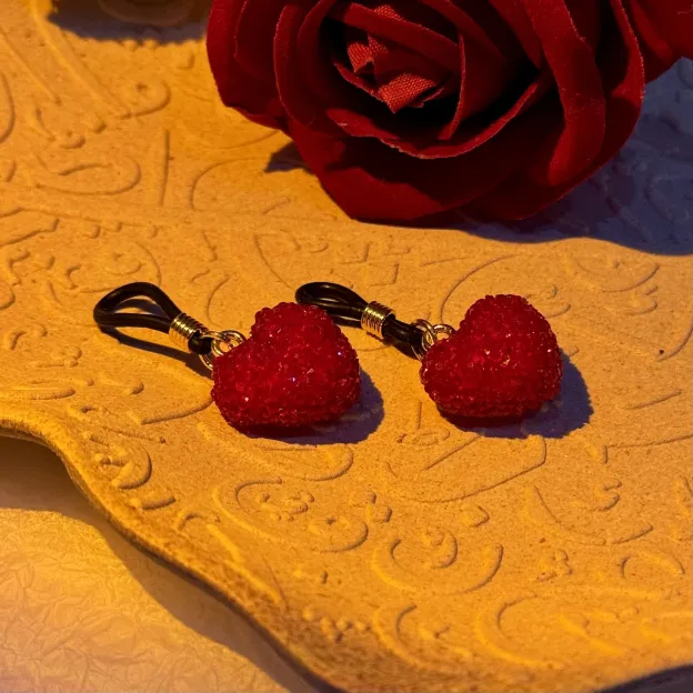 Red Heart Drop Adjustable Non-Piercing Nipple Rings - image 6