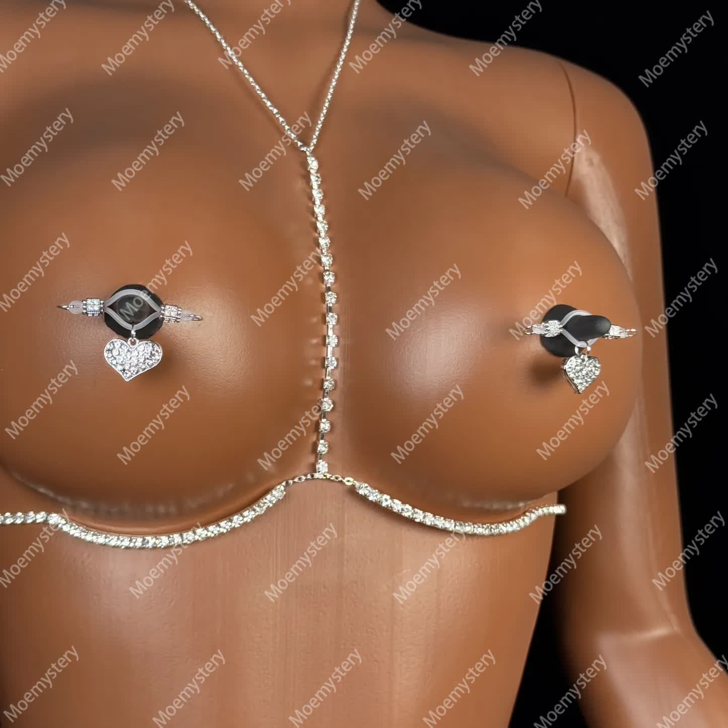 Rhinestone Body Chain Nipple Clamp Adjustable SM Accessories - image 1