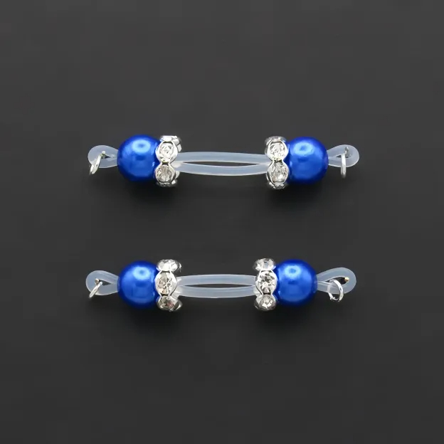 Beaded Adjustable Nipple Clamp SM Accessories - Blue Beads - 2 (a pair) - image 2