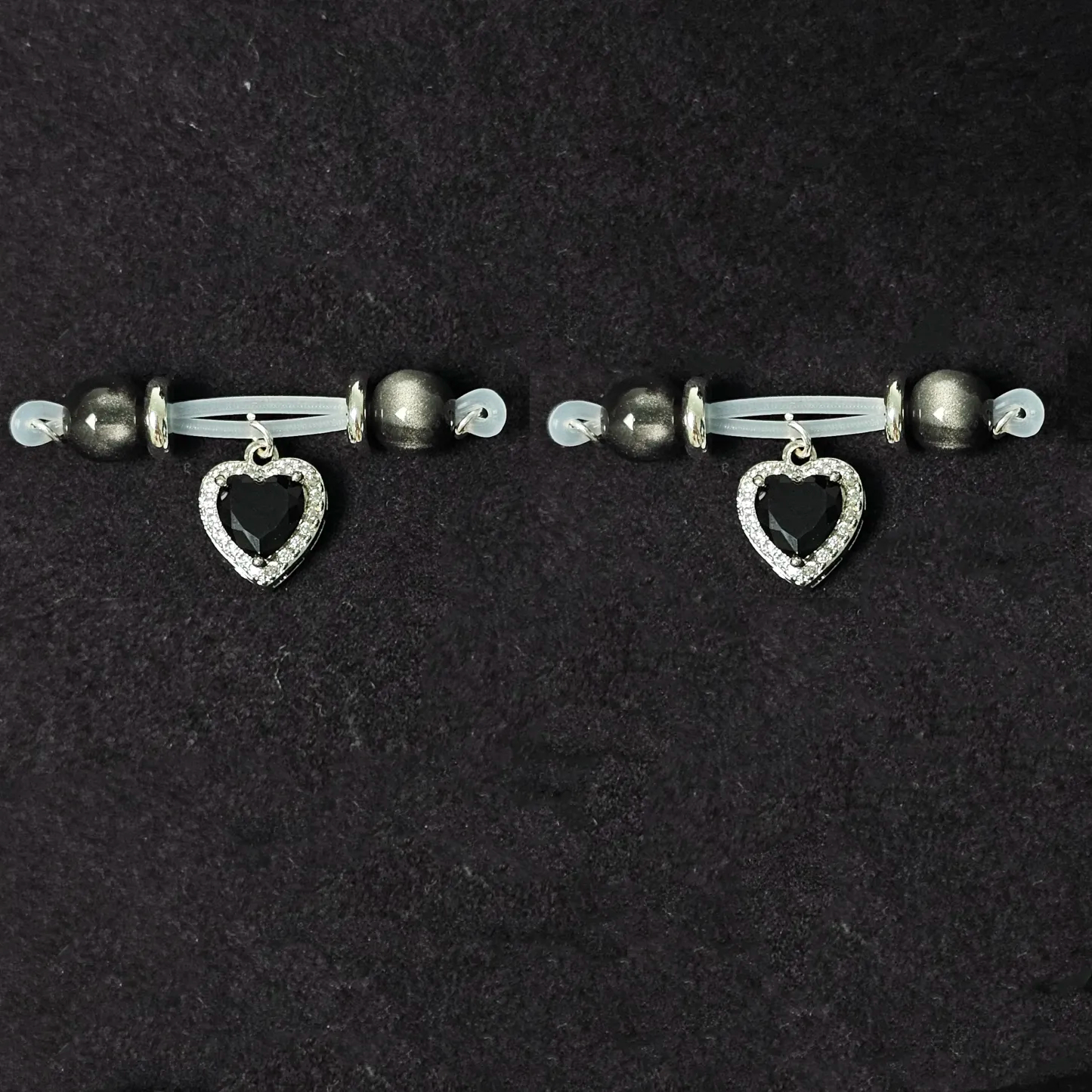 Black Heart Adjustable Nipple Clamp SM Accessories - Black - 2 (a pair) - image 2